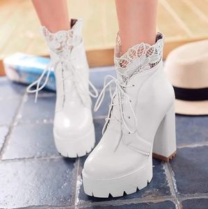 Shein faux leather heeled boots with lace